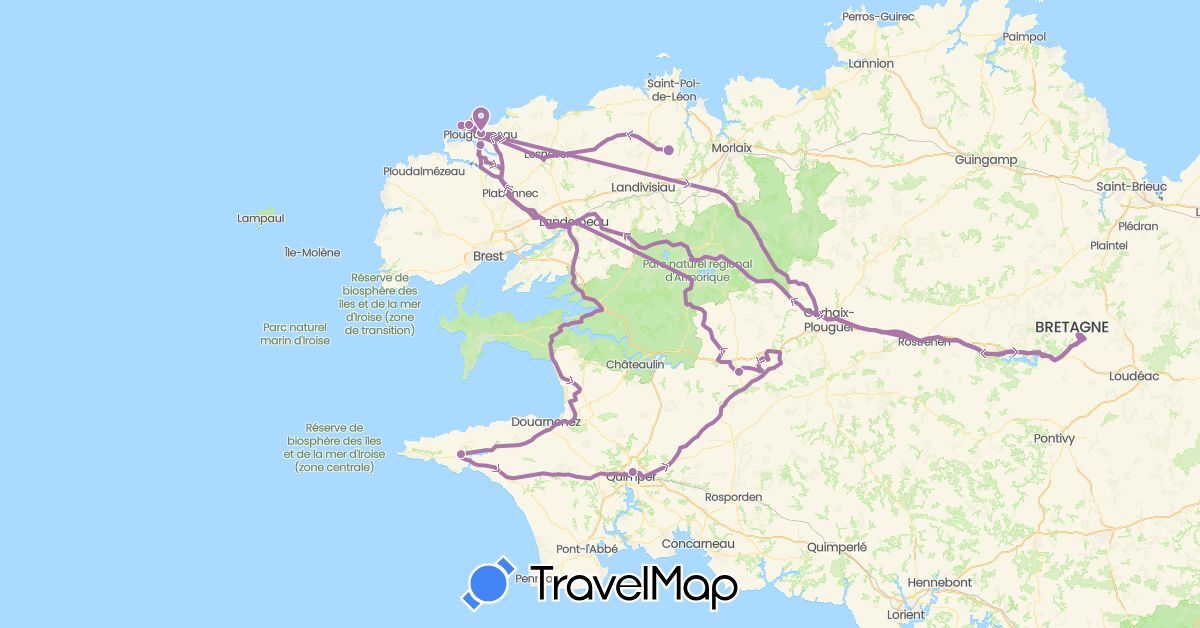 TravelMap itinerary: paul baudry in France (Europe)